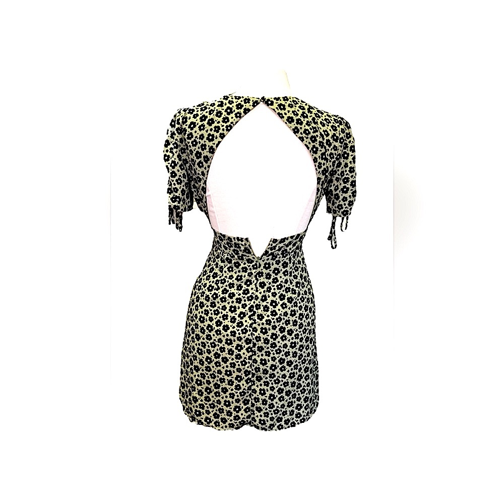 NEW Lulus Green and Black Floral Mini backless Dress